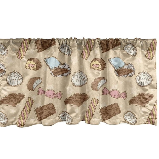 Ambesonne Chocolate Valance Pack of 2, Sweets Candy Bars Vintage, 42"X18", Multicolor