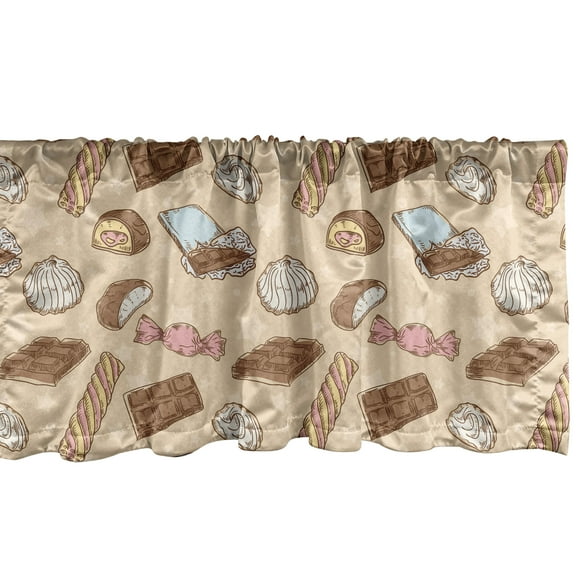 Ambesonne Chocolate Valance Pack of 2, Sweets Candy Bars Vintage, 54"X18", Multicolor
