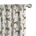 thumbnail image 1 of Ambesonne Christmas Window Curtains, Reindeers Cheerful Winter, Each 28" W x 84" L, Caramel Green and White, 1 of 4