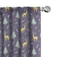 thumbnail image 1 of Ambesonne Christmas Window Curtains, Snow and Cartoon Deer, Each 28" W x 63" L, Mustard and Purple Grey, 1 of 4