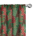 thumbnail image 1 of Ambesonne Christmas 4-Panel Curtains, Tree Pines Swirl Dot, 56"x95", Dark Coral Dark Green, 1 of 4