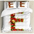thumbnail image 1 of Ambesonne Christmas Alphabet Duvet Cover Sets, E Letter Art, 2-King, Pearl and Olive Green, 1 of 7