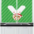 thumbnail image 1 of Ambesonne Christmas Alphabet Kitchen Curtains, Girl on Her Hand, 55"x45", Green Dark Coral and White, 1 of 3