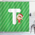 thumbnail image 1 of Ambesonne Christmas Alphabet Shower Curtain, Holiday Scene T, 69"Wx84"L, Green Dark Coral White, 1 of 5