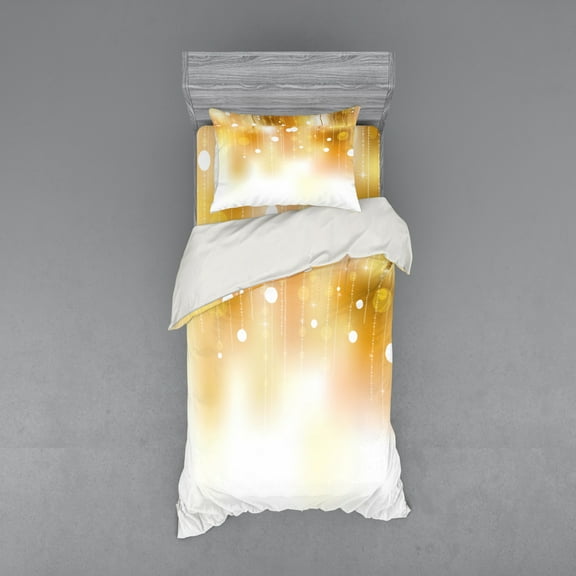 Ambesonne Christmas Bedding Set 3 Pcs, Classy Christmas Design, Twin, Pale Brown White