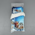 thumbnail image 1 of Ambesonne Christmas Bedding Set 3 Pcs, Santa in Sleigh, Twin XL, Navy Blue, 1 of 2