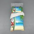 thumbnail image 1 of Ambesonne Christmas Bedding Set 3 Pcs, Santa with Surfboard, Twin, Blue Green, 1 of 2