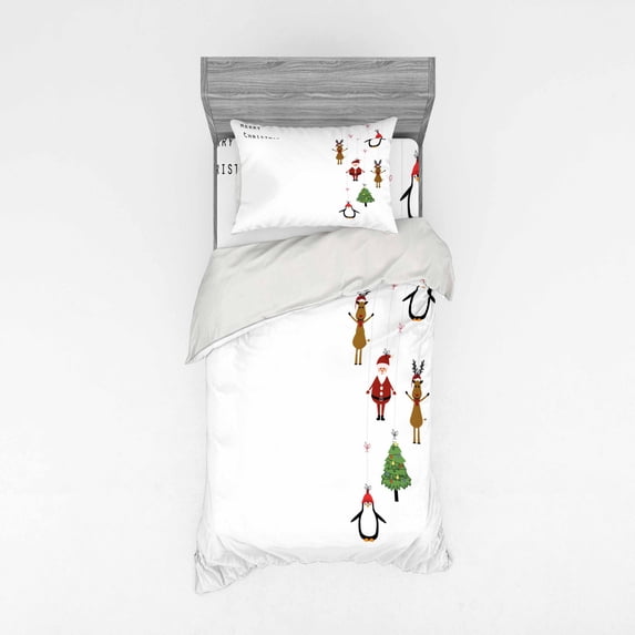 Ambesonne Christmas Bedding Set 3 Pcs, Stripes, Twin, Multicolor