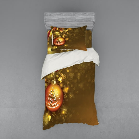 Ambesonne Christmas Bedding Set 3 Pcs, Vivid New Year, Twin XL, Multicolor