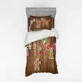 thumbnail image 1 of Ambesonne Christmas Bedding Set 3 Pcs, Wooden Pattern, Twin, Brown Red, 1 of 2