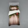 thumbnail image 1 of Ambesonne Christmas Bedding Set 3 Pcs, Wooden Rustic Xmas, Twin, Brown Green Red, 1 of 2