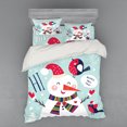 thumbnail image 1 of Ambesonne Christmas Bedding Set 4 Pcs, Bird Snow Xmas Theme, Queen, Blue White, 1 of 2
