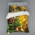 thumbnail image 1 of Ambesonne Christmas Bedding Set 4 Pcs, Close up Tree Blurred, Queen, Amber Green Red, 1 of 3