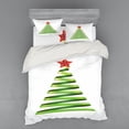 thumbnail image 1 of Ambesonne Christmas Bedding Set 4 Pcs, Ribbon Tree New Year, Queen, Yellow Green Vermilion, 1 of 2