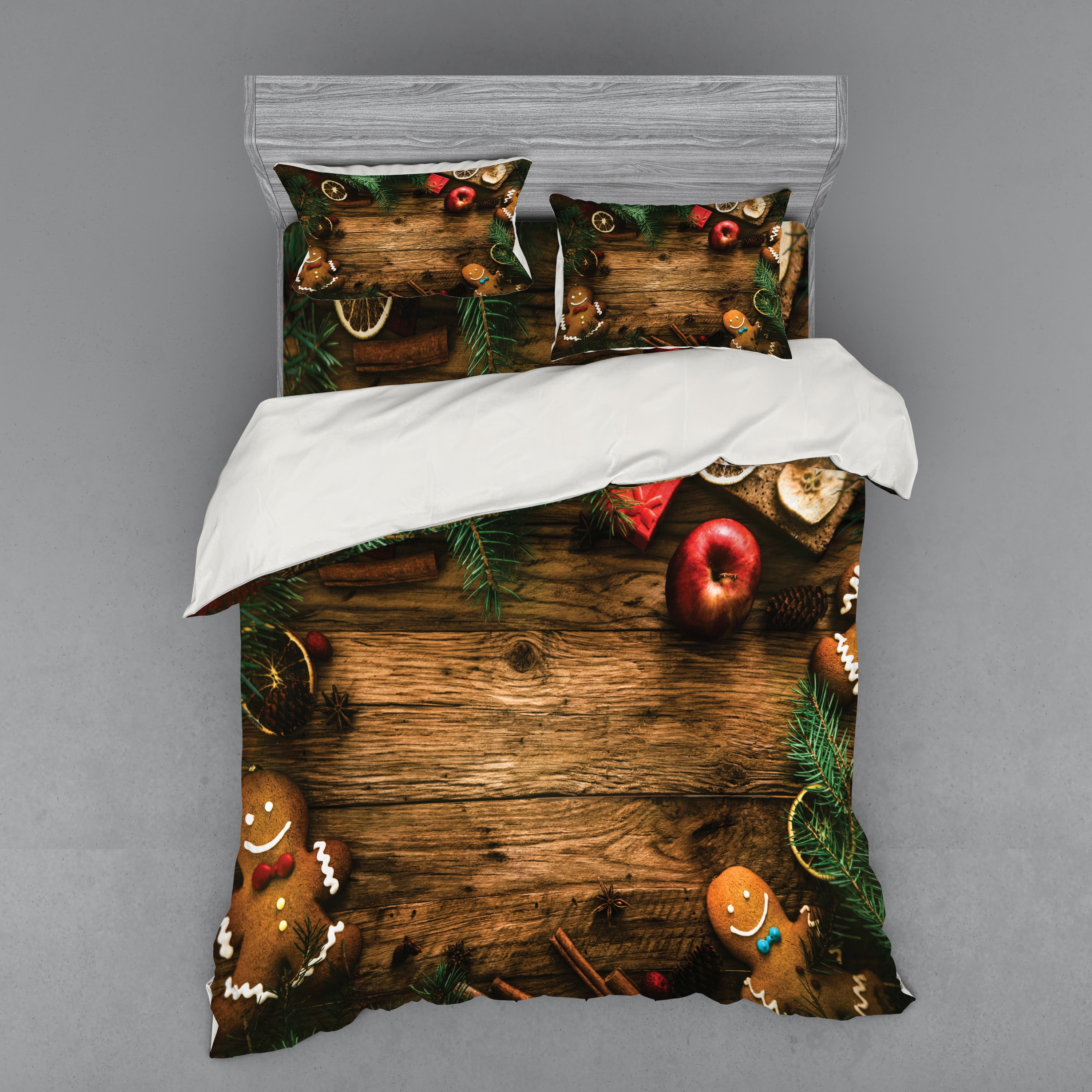 Queen Size Rustic Christmas Themed Duvet Cover Set