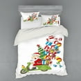 thumbnail image 1 of Ambesonne Christmas Bedding Set 4 Pcs, Santa on Motorbike, Queen, White Green and Red, 1 of 2
