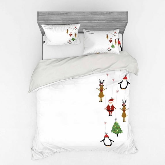 Ambesonne Christmas Bedding Set 4 Pcs, Stripes, Queen, Multicolor