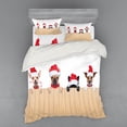 thumbnail image 1 of Ambesonne Christmas Bedding Set 4 Pcs, Wooden Fences Humor, Queen, Tan Red, 1 of 3