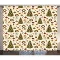 thumbnail image 1 of Ambesonne Christmas Curtains 2 Panel Set, Cartoon Trees Bells, 108" x 108", Multicolor, 1 of 3