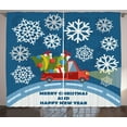 thumbnail image 1 of Ambesonne Christmas Curtains 2 Panel Set, Happy New Year Truck, 108" x 84", Blue Red White, 1 of 3