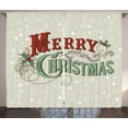 thumbnail image 1 of Ambesonne Christmas Curtains 2 Panel Set, Star Snowflake Retro, 108" x 90", Eggshell Sea Green Ruby, 1 of 3