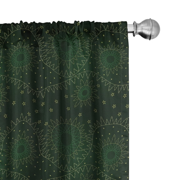 Ambesonne Christmas Curtains, Pine Trees Stars Emerald, Pair of 28"x63", Emerald and Khaki