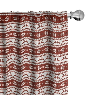Ambesonne Christmas Curtains, Scandinavian, Pair of 28"x63", Red White