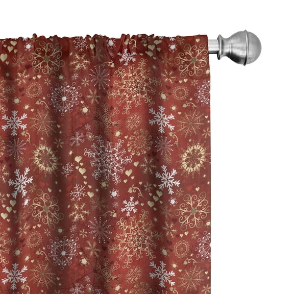 Ambesonne Christmas Curtains, Snowflakes, Pair of 28"x63", Red Yellow and White
