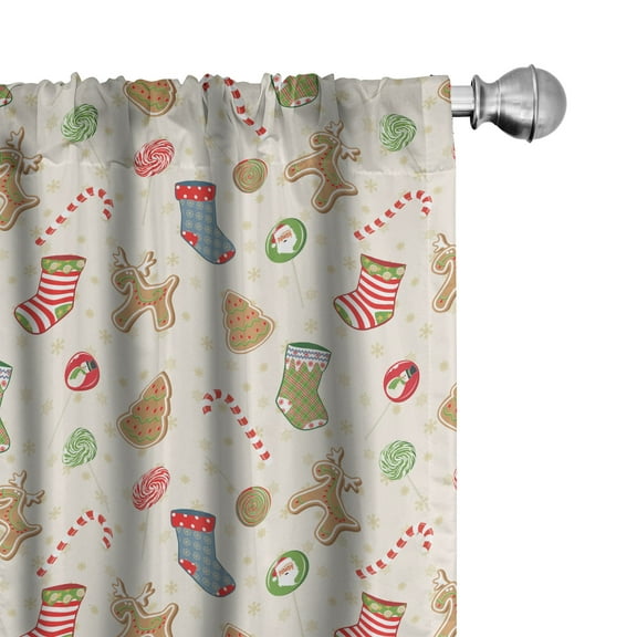 Ambesonne Christmas Curtains, Traditional Sweets, Pair of 28"x63", Multicolor