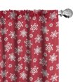 thumbnail image 1 of Ambesonne Christmas Curtains, Vintage Snowflakes Art, Pair of 28"x95", Dark Pink White, 1 of 4