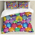 thumbnail image 1 of Ambesonne Christmas Duvet Cover Set, Colorful Xmas Balls, Queen, Multicolor, 1 of 3