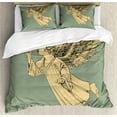thumbnail image 1 of Ambesonne Christmas Duvet Cover Set, Flying Ornament Joy Art, 2-Calking, Yellow Laurel Green, 1 of 7