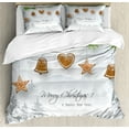 thumbnail image 1 of Ambesonne Christmas Duvet Cover Set, Gingerbread Fir Tree, Queen, Pale Brown Pale Grey, 1 of 3