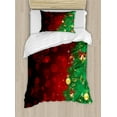 thumbnail image 1 of Ambesonne Christmas Duvet Cover Set, Jingle Bells Trees, Twin, Burgundy and Green, 1 of 3
