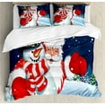 thumbnail image 1 of Ambesonne Christmas Duvet Cover Set, Santa Snowman Hug, 2-Calking, Blue Red White, 1 of 7