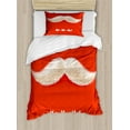 thumbnail image 1 of Ambesonne Christmas Duvet Cover Set, Vivid Santa Mustache, Twin, Scarlet Cream, 1 of 3