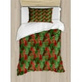 thumbnail image 1 of Ambesonne Christmas Duvet Cover Sets, Tree Pines Swirl Dot, 2-Twin, Dark Coral Dark Green, 1 of 3
