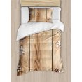 thumbnail image 1 of Ambesonne Christmas Duvet Cover Sets, Wood Plank Snowflakes, 2-Twin, Brown Pale Brown White, 1 of 4