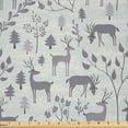 thumbnail image 1 of Ambesonne Christmas Fabric by the Yard Microfiber, Deer in the Winter Forest, 2 Yards, Dust Grey Pale Taupe, 1 of 2