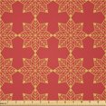 thumbnail image 1 of Ambesonne Christmas Fabric by the Yard Microfiber, Geometric Snowflake Forms, 1 Yard, Dark Salmon Mustard, 1 of 2
