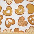 thumbnail image 1 of Ambesonne Christmas Fabric by the Yard Microfiber, Heart Shaped Gingerbread, 10 Yards, Dark Orange Amber White, 1 of 2