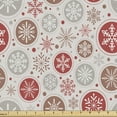 thumbnail image 1 of Ambesonne Christmas Fabric by the Yard Upholstery, Snowflakes Print, 1 Yard, Ruby Pale Grey, 1 of 5