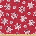 thumbnail image 1 of Ambesonne Christmas Fabric by the Yard Upholstery, Vintage Snowflakes Art, 5 Yards, Dark Pink White, 1 of 5