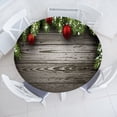 thumbnail image 1 of Ambesonne Christmas Fitted Round Tablecloth, Red Balls Fir Branch, 45"- 56" Diameter, Brown and Red, 1 of 4
