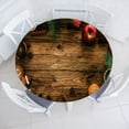 thumbnail image 1 of Ambesonne Christmas Fitted Round Tablecloth, Rustic Lodge Wood, 40"- 44" Diameter, Brown Green, 1 of 4