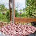 thumbnail image 1 of Ambesonne Christmas Fitted Round Tablecloth, Vintage Xmas Scene, 56"- 60" Diameter, White and Vermilion, 1 of 5