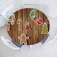 thumbnail image 1 of Ambesonne Christmas Fitted Round Tablecloth, Wooden Pattern, 40"- 44" Diameter, Brown Red, 1 of 4