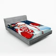 thumbnail image 1 of Ambesonne Christmas Fitted Sheet 2 Pcs Set, Santa Snowman Hug, Full, Blue Red White, 1 of 3