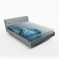 thumbnail image 1 of Ambesonne Christmas Fitted Sheet 2 Pcs Set, Snowflake Motifs Swirls, Queen, Blue Pale Blue White, 1 of 3