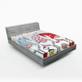 thumbnail image 1 of Ambesonne Christmas Fitted Sheet 2 Pcs Set, Xmas Composition Gnomes, Full, Pale Blue Multicolor, 1 of 3